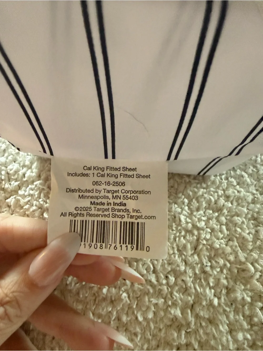 Threshold Black and White Striped Cotton fitted sheet